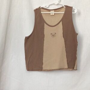 Vibe N Kids Bear Brown Tan Tank Top